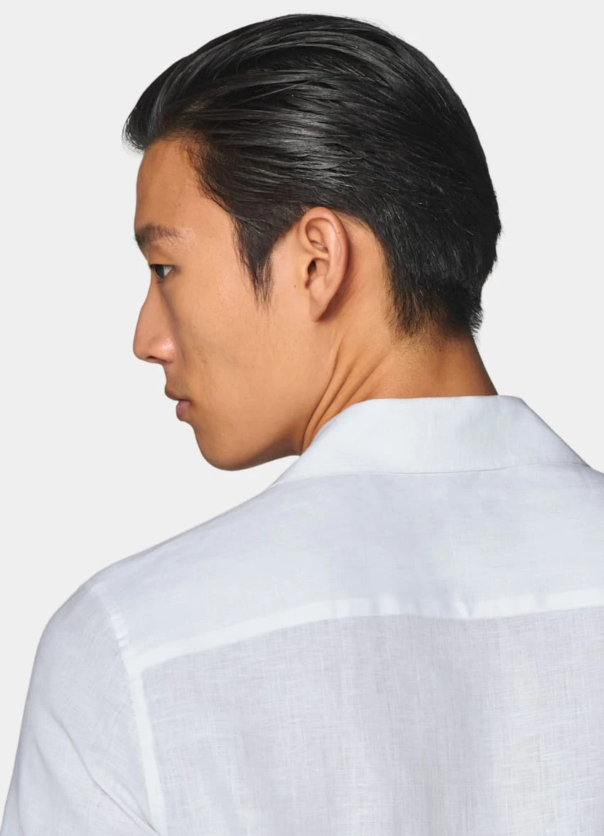 White Camp Collar Slim Fit Shirt 6 White Camp Collar Slim Fit Shirt - Image 6