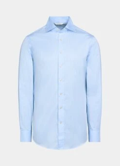 Blue Striped Poplin Slim Fit Shirt 15 Blue Striped Poplin Slim Fit Shirt -Cheap US Nice Clothes Store H6880 25