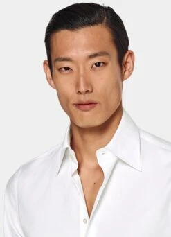 White Large Classic Collar Slim Fit Shirt