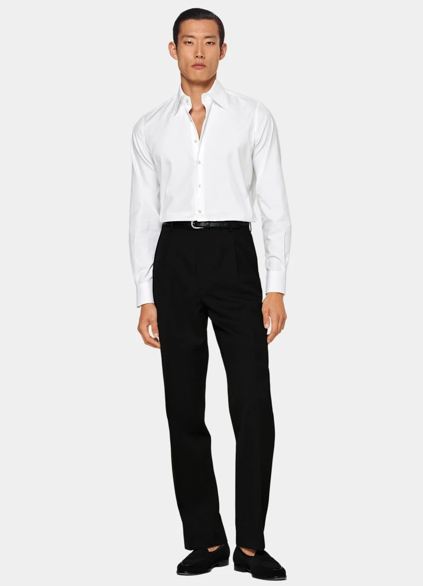 White Large Classic Collar Slim Fit Shirt 4 White Large Classic Collar Slim Fit Shirt - Image 4