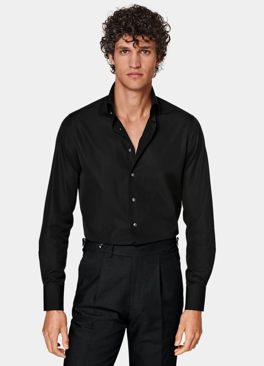 Black Poplin Slim Fit Shirt 2 Black Poplin Slim Fit Shirt - Image 2