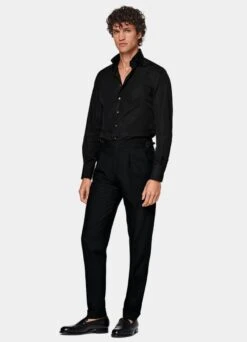 Black Poplin Slim Fit Shirt 11 Black Poplin Slim Fit Shirt -Cheap US Nice Clothes Store H6887 104