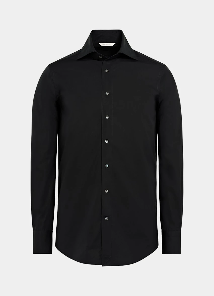 Black Poplin Slim Fit Shirt 8 Black Poplin Slim Fit Shirt - Image 8