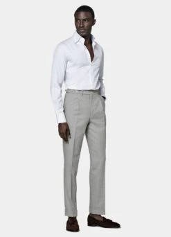 White Striped Twill Slim Fit Shirt -Cheap US Nice Clothes Store H6890 104