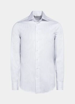 White Striped Twill Slim Fit Shirt -Cheap US Nice Clothes Store H6890 25