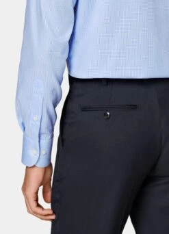 Light Blue Checked Twill Slim Fit Shirt -Cheap US Nice Clothes Store H6891 103