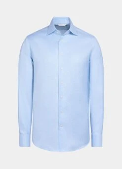 Light Blue Houndstooth Twill Slim Fit Shirt -Cheap US Nice Clothes Store H6892 25
