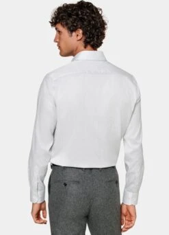 Grey Striped Twill Slim Fit Shirt -Cheap US Nice Clothes Store H6893 105