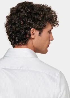 Grey Striped Twill Slim Fit Shirt -Cheap US Nice Clothes Store H6893 106