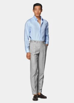 Light Blue Royal Oxford Slim Fit Shirt -Cheap US Nice Clothes Store H9304 104