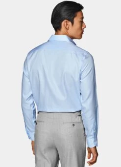 Light Blue Royal Oxford Slim Fit Shirt -Cheap US Nice Clothes Store H9304 105