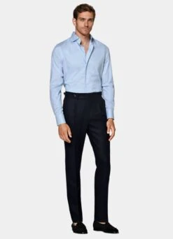 Mid Blue Striped Twill Extra Slim Fit Shirt -Cheap US Nice Clothes Store H9318ESF 104