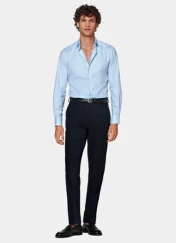 Light Blue Twill Extra Slim Fit Shirt -Cheap US Nice Clothes Store H9392ESF 104