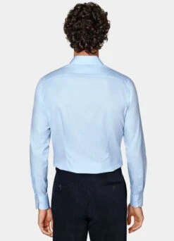 Light Blue Twill Extra Slim Fit Shirt -Cheap US Nice Clothes Store H9392ESF 105