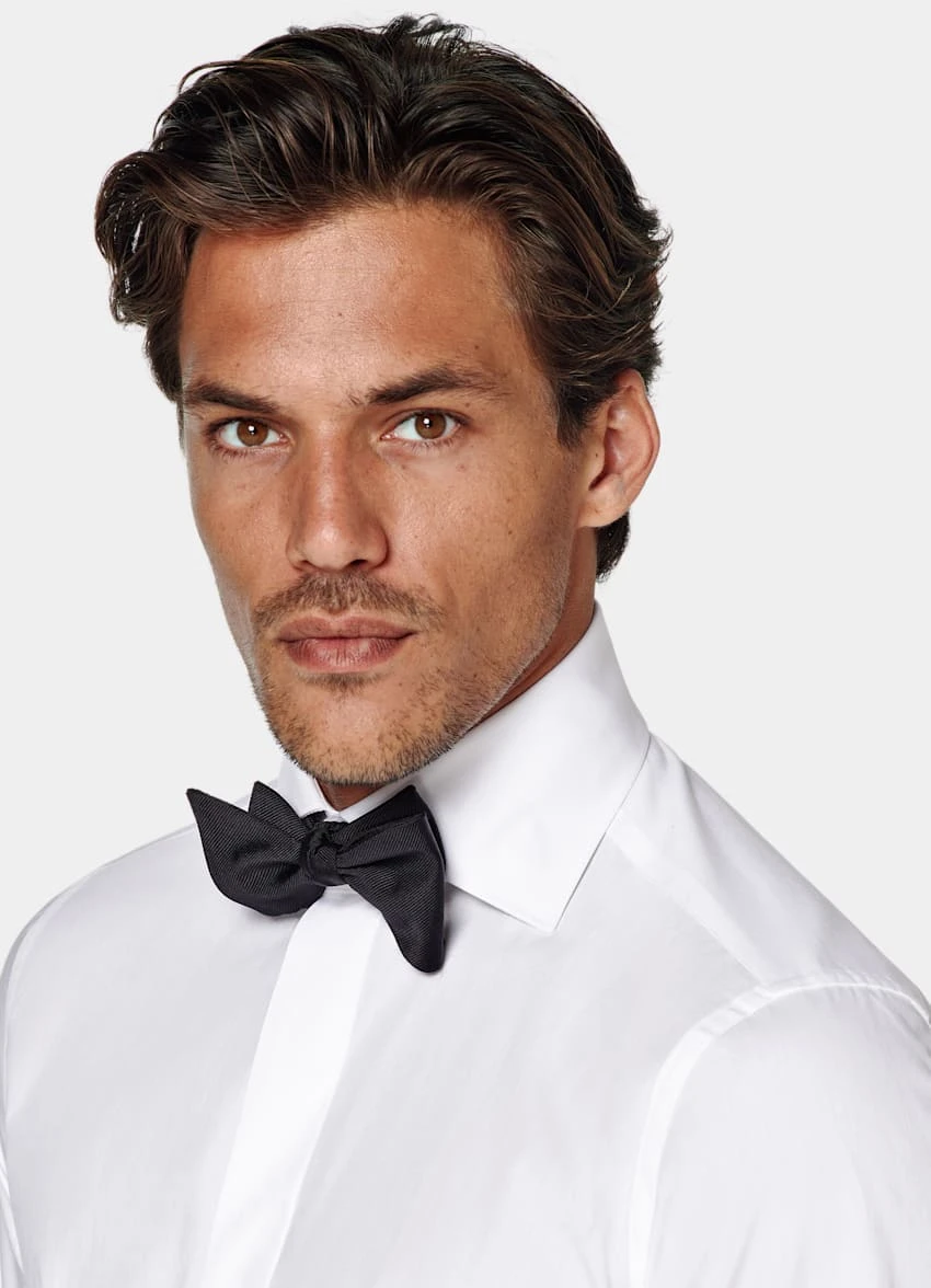 White Twill Slim Fit Tuxedo Shirt 1 White Twill Slim Fit Tuxedo Shirt