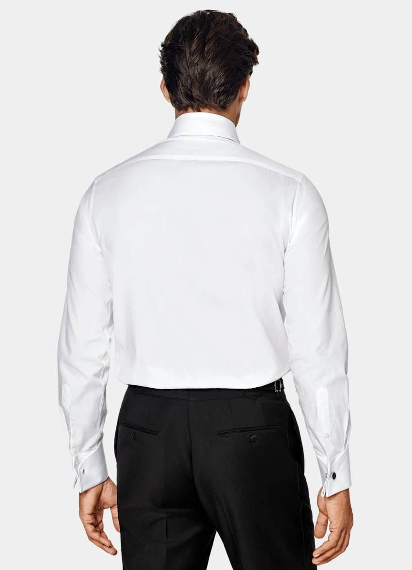 White Twill Slim Fit Tuxedo Shirt 5 White Twill Slim Fit Tuxedo Shirt - Image 5