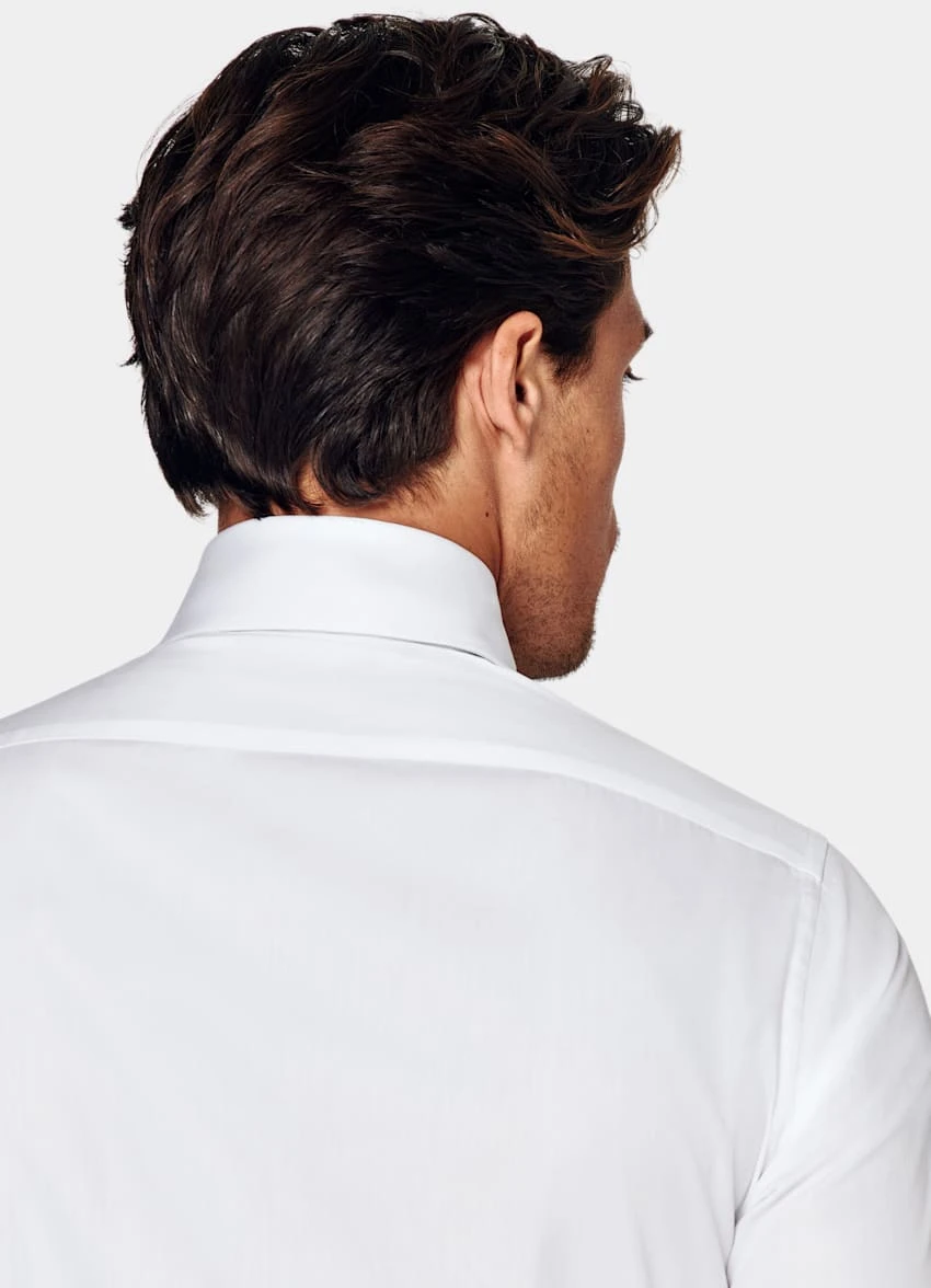 White Twill Slim Fit Tuxedo Shirt 6 White Twill Slim Fit Tuxedo Shirt - Image 6