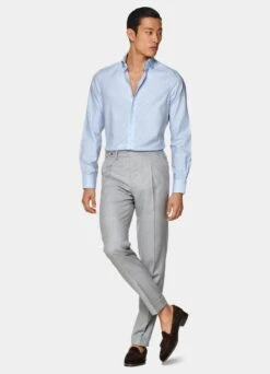 Light Blue Striped Oxford Extra Slim Fit Shirt -Cheap US Nice Clothes Store H9408ESF 124