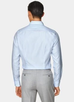 Light Blue Striped Oxford Extra Slim Fit Shirt -Cheap US Nice Clothes Store H9408ESF 125