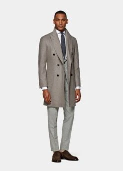Taupe Overcoat -Cheap US Nice Clothes Store J825 104