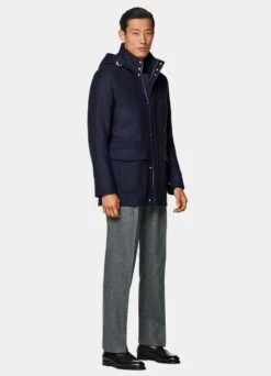 Navy Padded Parka -Cheap US Nice Clothes Store J831 124