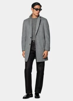 Light Grey Overcoat -Cheap US Nice Clothes Store J845 104