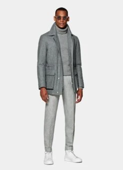 Light Grey Down Field Jacket -Cheap US Nice Clothes Store J909 104