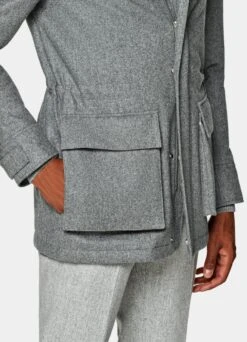 Light Grey Down Field Jacket -Cheap US Nice Clothes Store J909 105