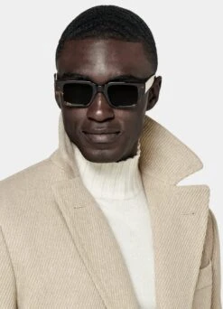 Light Brown Twill Polo Coat