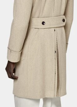 Light Brown Twill Polo Coat -Cheap US Nice Clothes Store J915 103