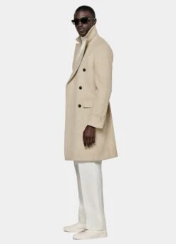 Light Brown Twill Polo Coat -Cheap US Nice Clothes Store J915 104