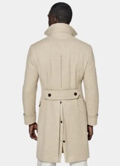 Light Brown Twill Polo Coat -Cheap US Nice Clothes Store J915 105