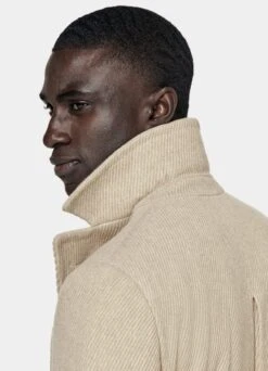 Light Brown Twill Polo Coat -Cheap US Nice Clothes Store J915 106