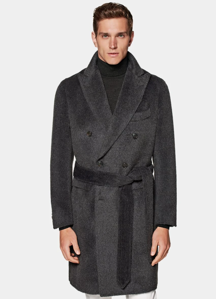 Dark Grey Belted Overcoat 2 Dark Grey Belted Overcoat - Image 2