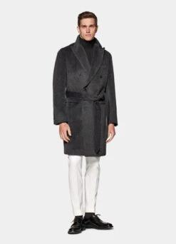 Dark Grey Belted Overcoat 12 Dark Grey Belted Overcoat -Cheap US Nice Clothes Store J920 104