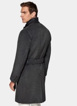 Dark Grey Belted Overcoat 13 Dark Grey Belted Overcoat -Cheap US Nice Clothes Store J920 105