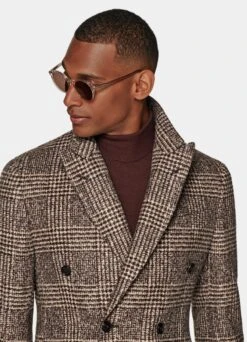Brown Checked Overcoat