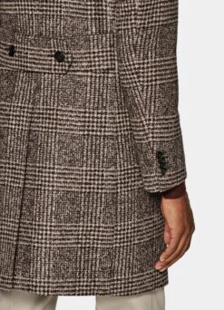 Brown Checked Overcoat -Cheap US Nice Clothes Store J922 103