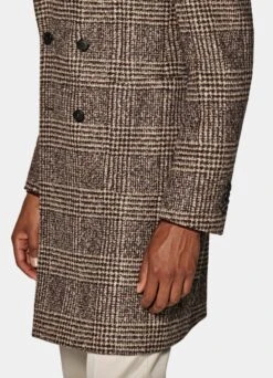 Brown Checked Overcoat -Cheap US Nice Clothes Store J922 105