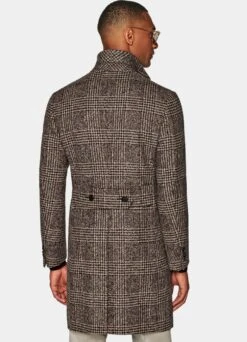 Brown Checked Overcoat -Cheap US Nice Clothes Store J922 107