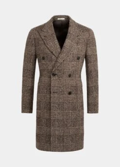 Brown Checked Overcoat -Cheap US Nice Clothes Store J922 25