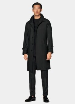 Dark Grey Belted Trench Coat -Cheap US Nice Clothes Store J942 104