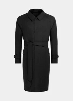 Dark Grey Belted Trench Coat -Cheap US Nice Clothes Store J942 25