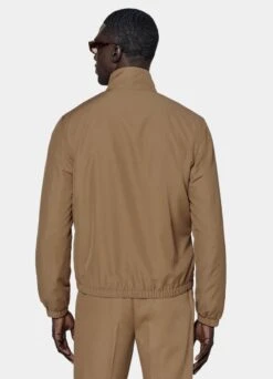 Mid Brown Bomber Jacket -Cheap US Nice Clothes Store J946 105