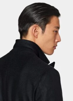 Navy Herringbone Belted Overcoat -Cheap US Nice Clothes Store J963 106