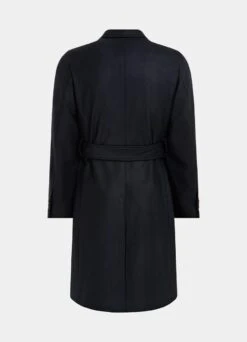 Navy Herringbone Belted Overcoat -Cheap US Nice Clothes Store J963 26