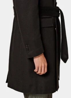 Dark Brown Belted Overcoat -Cheap US Nice Clothes Store J964 103