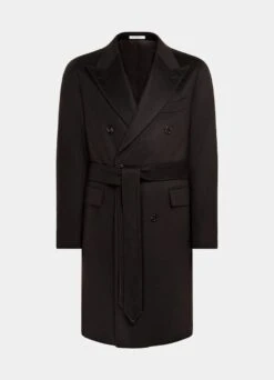 Dark Brown Belted Overcoat -Cheap US Nice Clothes Store J964 25