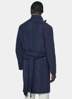 Mid Blue Belted Overcoat -Cheap US Nice Clothes Store J965 105