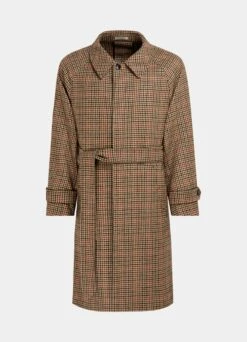Brown & Red Checked Belted Overcoat 16 Brown & Red Checked Belted Overcoat -Cheap US Nice Clothes Store J967 25